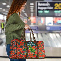 Fiji Taveuni Parrot Travel Bag Tropical Waterfall Landscape With Floral Tribal Pattern TS04 - Polynesian Pride