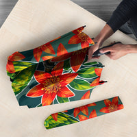 Fiji Taveuni Parrot Umbrella Tropical Waterfall Landscape With Floral Tribal Pattern TS04 - Polynesian Pride