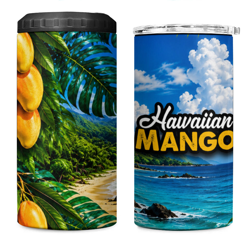 Hawaiian Mango Tropical Beach 4 in 1 Can Cooler Tumbler Scenic Island Nature Exotic Fruit Graphic TS04 One Size: 16 oz Blue Green - Polynesian Pride
