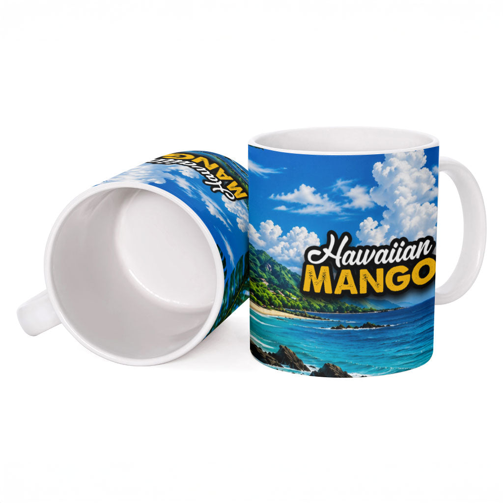 Hawaiian Mango Tropical Beach Ceramic Mug Scenic Island Nature Exotic Fruit Graphic TS04 - Polynesian Pride