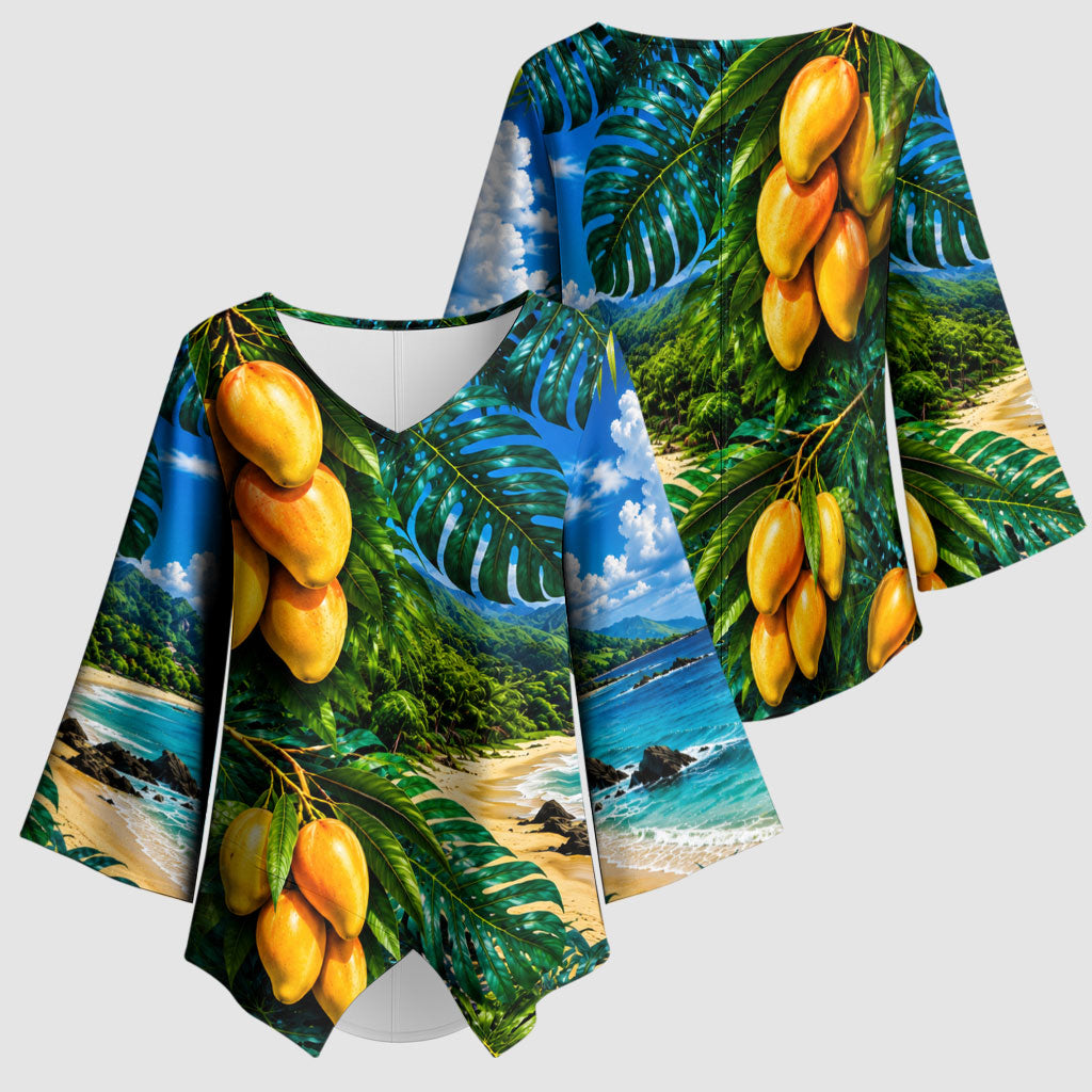 Hawaiian Mango Tropical Beach Kimono Sleeve Blouse Scenic Island Nature Exotic Fruit Graphic TS04 - Polynesian Pride