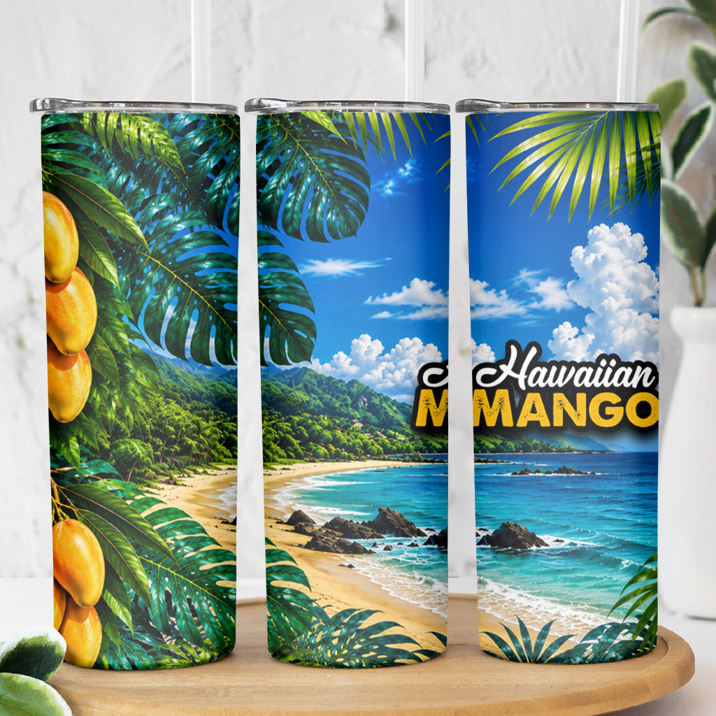 Hawaiian Mango Tropical Beach Skinny Tumbler Scenic Island Nature Exotic Fruit Graphic TS04 - Polynesian Pride