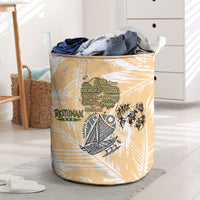 Rotuman Culture Island Pride Laundry Basket Traditional Polynesian Tribal Pattern With Island Map TS04 Yellow Beige - Polynesian Pride