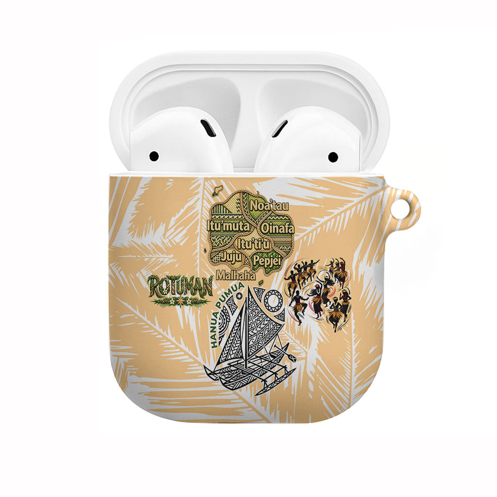 Rotuman Culture Island Pride AirPods Case Traditional Polynesian Tribal Pattern With Island Map TS04 Yellow Beige - Polynesian Pride
