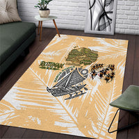 Rotuman Culture Island Pride Area Rug Traditional Polynesian Tribal Pattern With Island Map TS04 Yellow Beige - Polynesian Pride