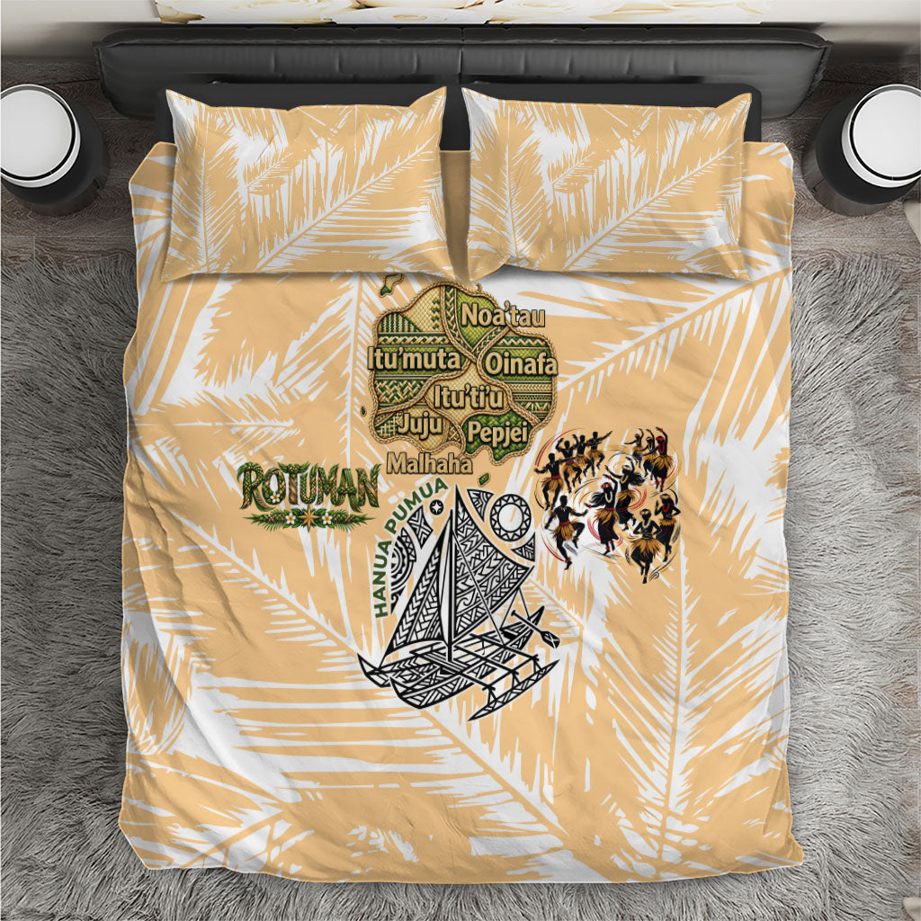 Rotuman Culture Island Pride Bedding Set Traditional Polynesian Tribal Pattern With Island Map TS04 Yellow Beige - Polynesian Pride