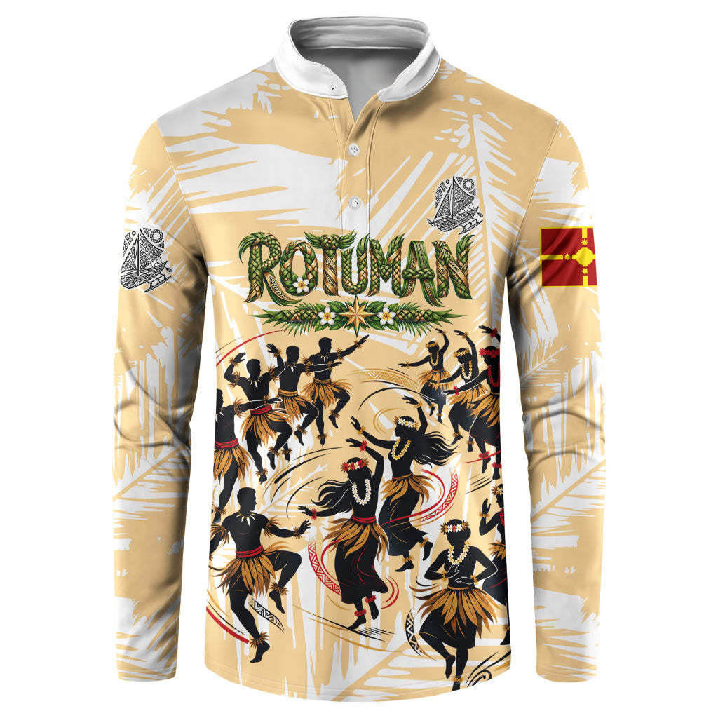 Rotuman Culture Island Pride Button Sweatshirt Traditional Polynesian Tribal Pattern With Island Map TS04 Yellow Beige - Polynesian Pride