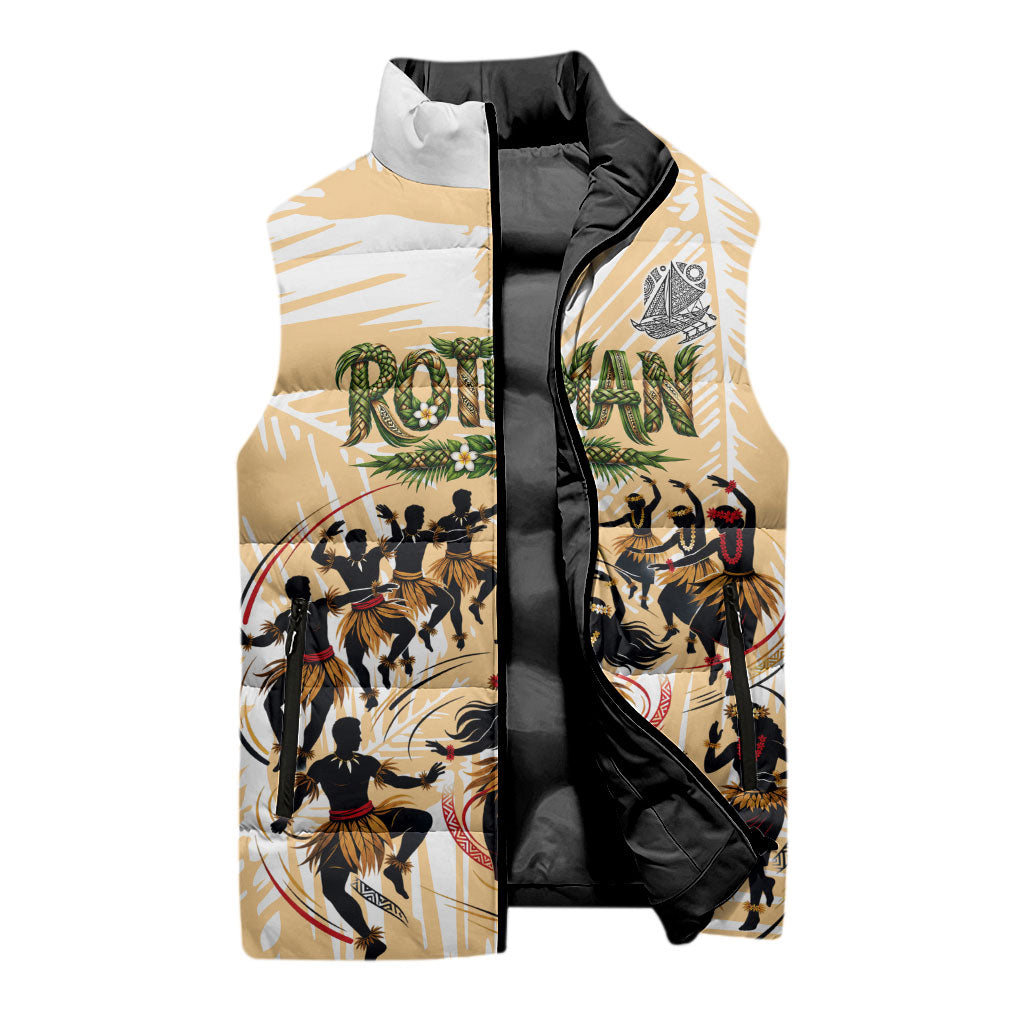 Rotuman Culture Island Pride Sleeveless Puffer Jacket Traditional Polynesian Tribal Pattern With Island Map TS04 - Polynesian Pride