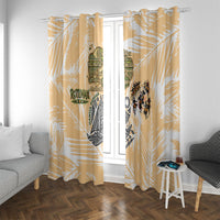 Rotuman Culture Island Pride Window Curtain Traditional Polynesian Tribal Pattern With Island Map TS04 With Grommets Yellow Beige - Polynesian Pride