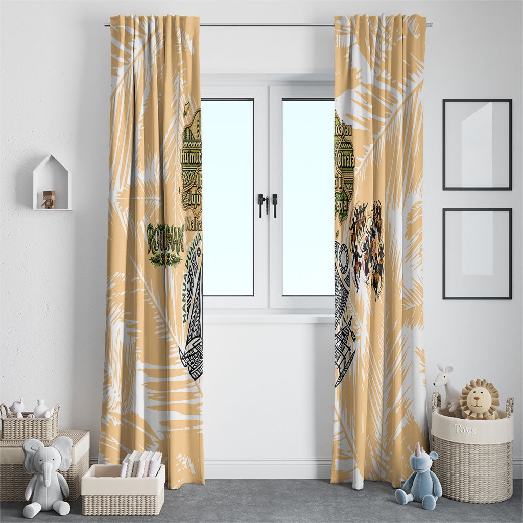 Rotuman Culture Island Pride Window Curtain Traditional Polynesian Tribal Pattern With Island Map TS04 - Polynesian Pride