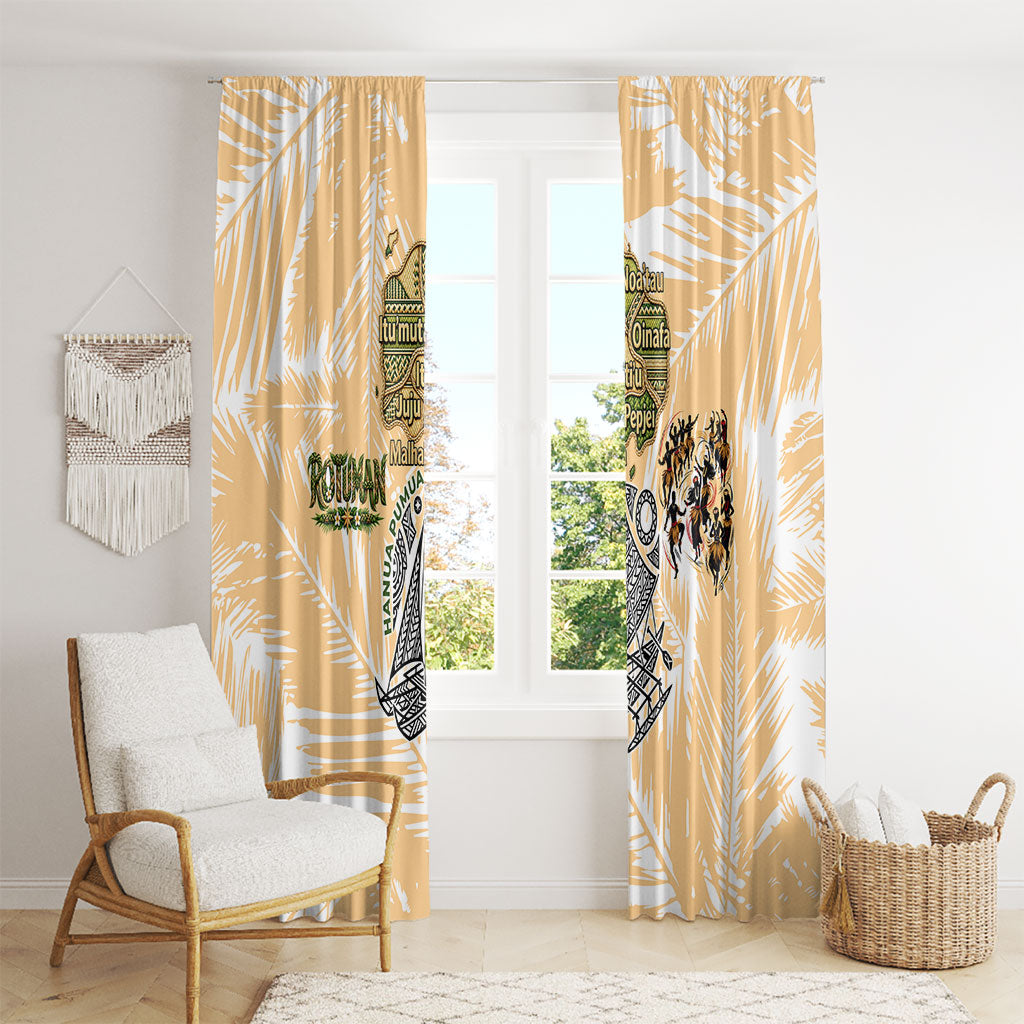 Rotuman Culture Island Pride Window Curtain Traditional Polynesian Tribal Pattern With Island Map TS04 - Polynesian Pride