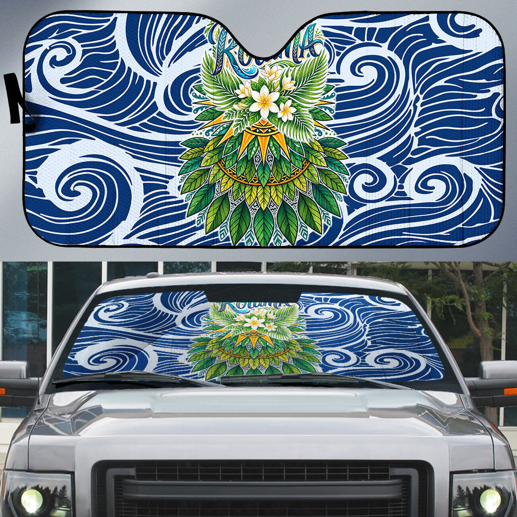 Rotuma Fiji Island Pride Auto Sun Shade Ocean Wave Coral Reef Marine Life Tribal Tattoo TS04 Blue Green - Polynesian Pride