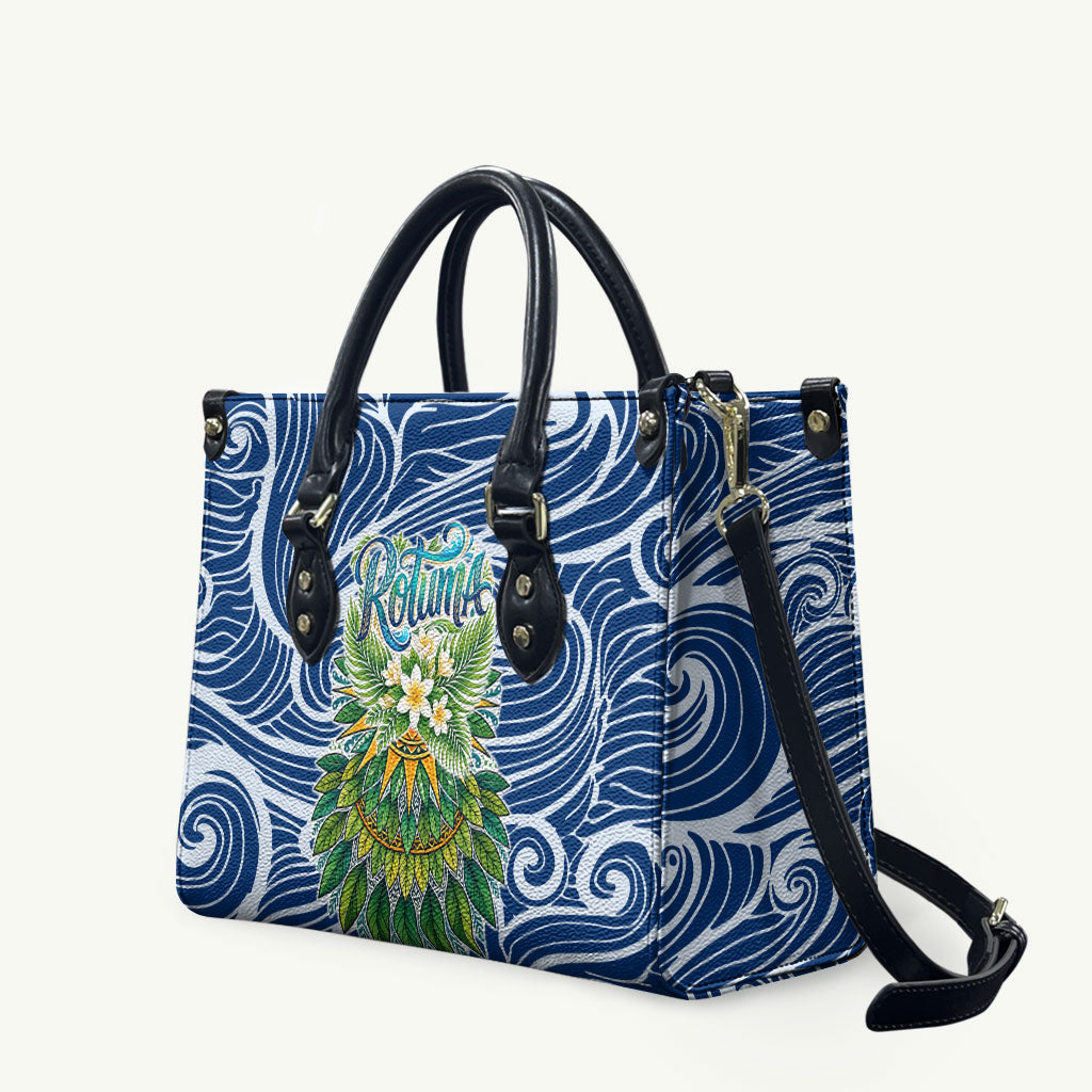 Rotuma Fiji Island Pride Leather Bag Ocean Wave Coral Reef Marine Life Tribal Tattoo