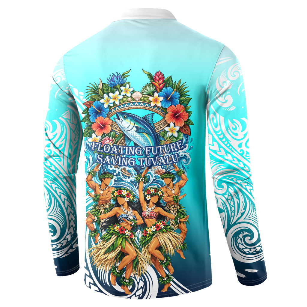 Floating Future Saving Tuvalu Button Sweatshirt Ocean Blue Pacific Polynesian Cultural Art Marine Wildlife TS04 - Polynesian Pride