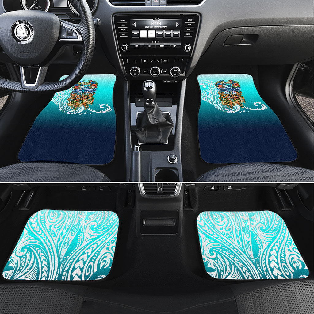 Floating Future Saving Tuvalu Car Mats Ocean Blue Pacific Polynesian Cultural Art Marine Wildlife TS04 Set 4pcs Blue White - Polynesian Pride