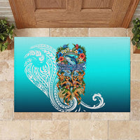 Floating Future Saving Tuvalu Rubber Doormat Ocean Blue Pacific Polynesian Cultural Art Marine Wildlife TS04 Blue White - Polynesian Pride