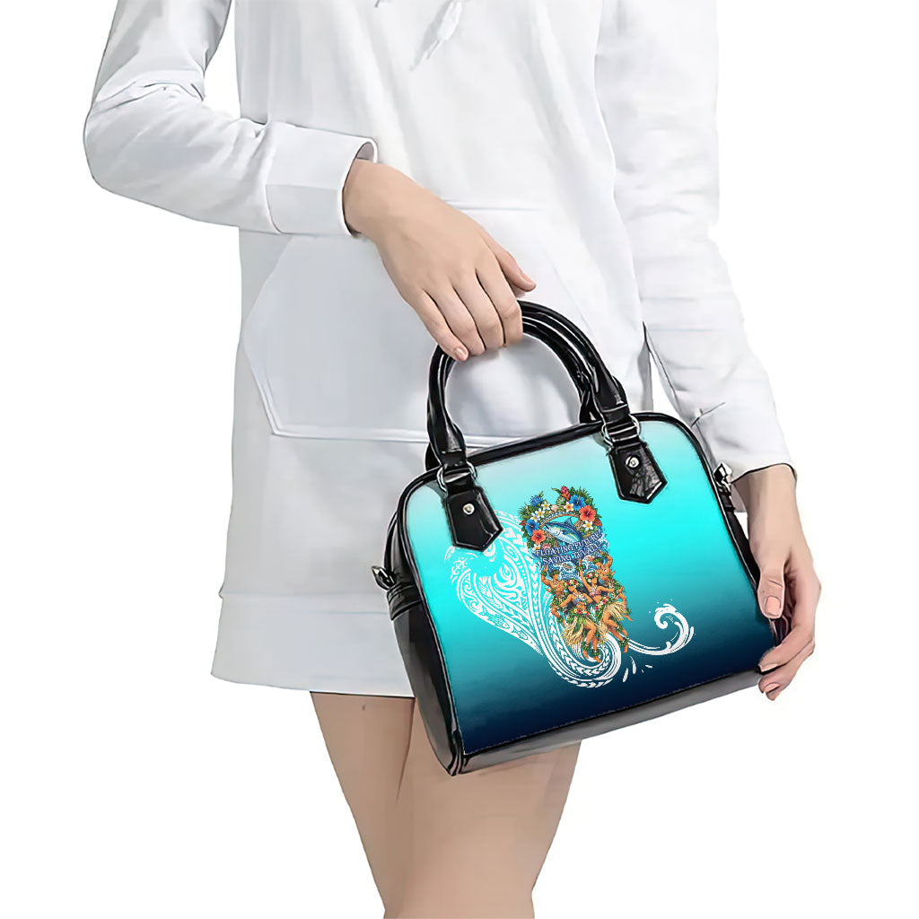 Floating Future Saving Tuvalu Shoulder Handbag Ocean Blue Pacific Polynesian Cultural Art Marine Wildlife TS04 - Polynesian Pride