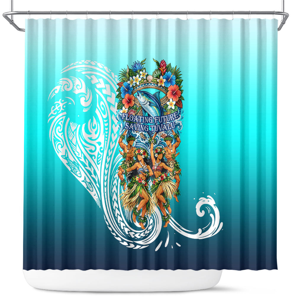 Floating Future Saving Tuvalu Shower Curtain Ocean Blue Pacific Polynesian Cultural Art Marine Wildlife