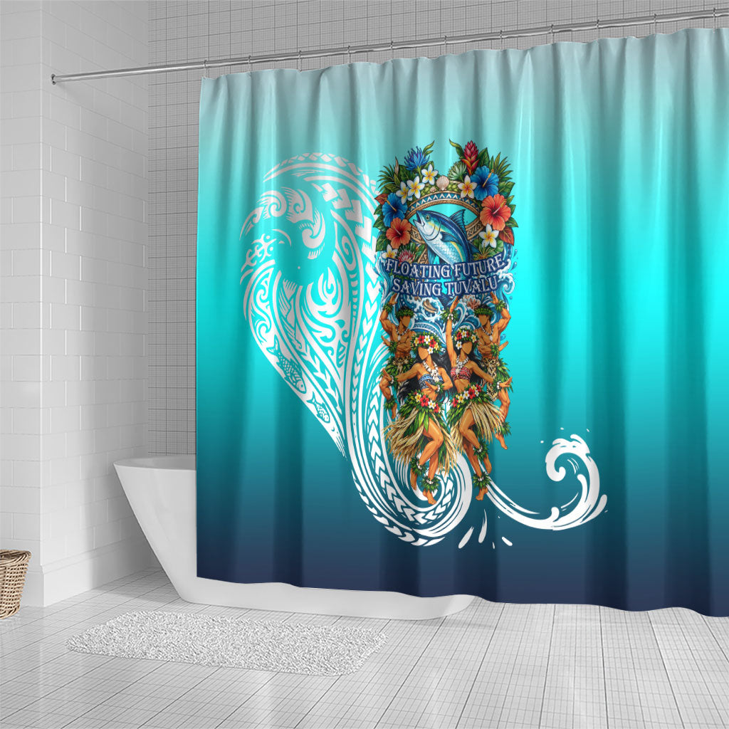 Floating Future Saving Tuvalu Shower Curtain Ocean Blue Pacific Polynesian Cultural Art Marine Wildlife TS04 - Polynesian Pride