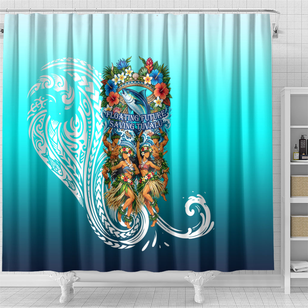 Floating Future Saving Tuvalu Shower Curtain Ocean Blue Pacific Polynesian Cultural Art Marine Wildlife TS04 - Polynesian Pride