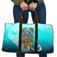 Floating Future Saving Tuvalu Travel Bag Ocean Blue Pacific Polynesian Cultural Art Marine Wildlife TS04 Blue White - Polynesian Pride