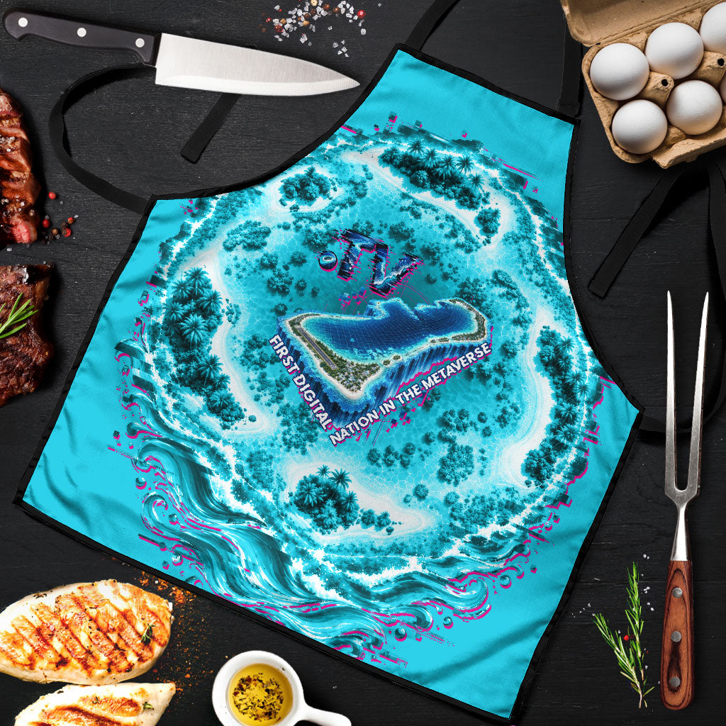 Tuvalu First Digital Nation In The Metaverse Apron Polynesian Island Atoll Cyber Ocean TS04 Blue White - Polynesian Pride