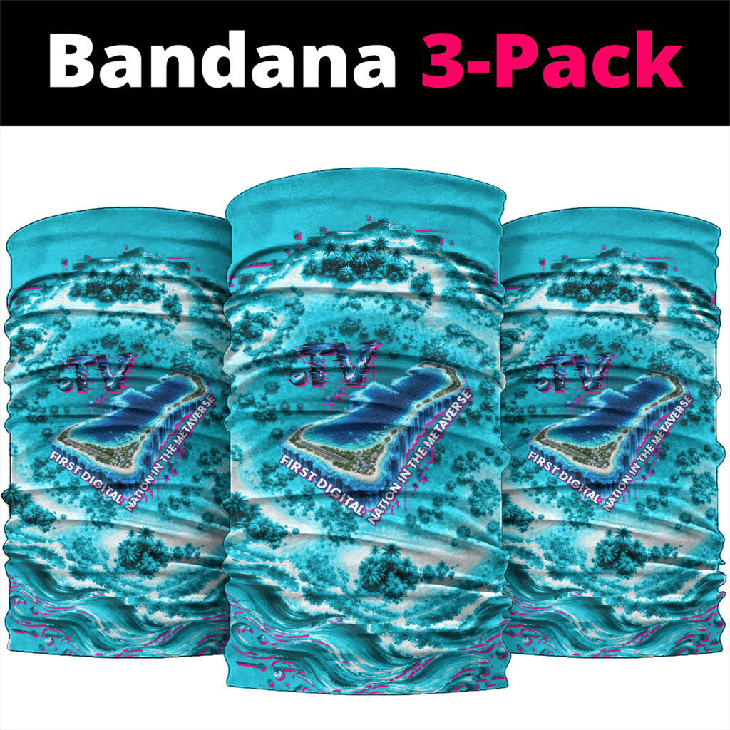 Tuvalu First Digital Nation In The Metaverse Neck Gaiter Polynesian Island Atoll Cyber Ocean TS04 package One Size: 25*50cm Blue White - Polynesian Pride