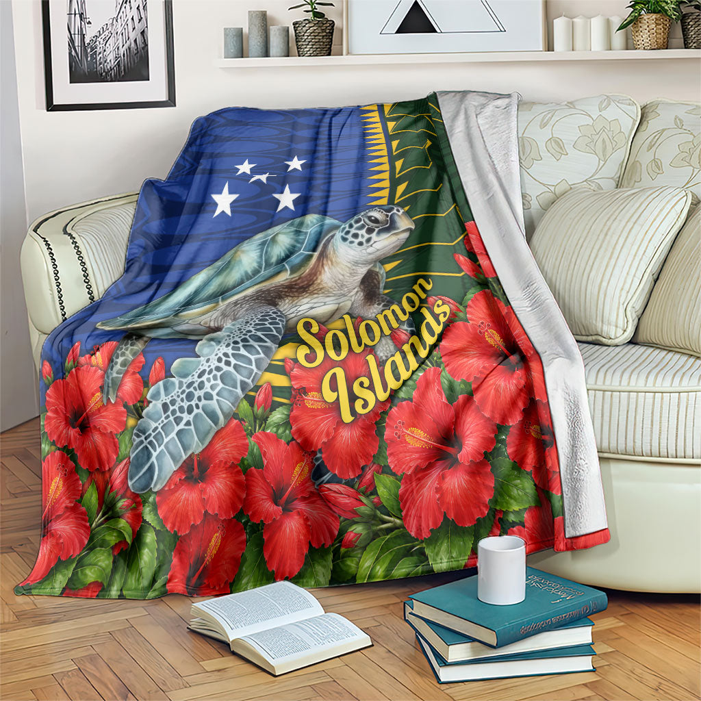 Solomon Islands Sea Turtle Blanket Patriotic Flag Coat Of Arms Tribal Hibiscus