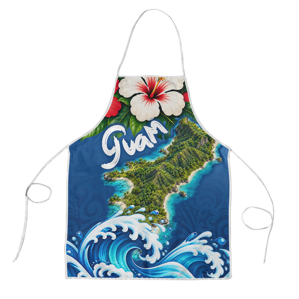 Guam Tropical Island Apron Hibiscus Floral Ocean Waves