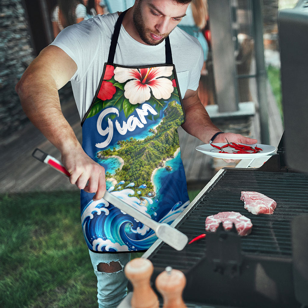 Guam Tropical Island Apron Hibiscus Floral Ocean Waves TS04 - Polynesian Pride