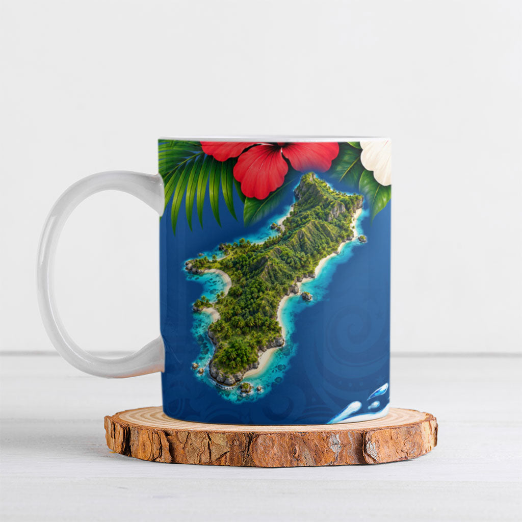 Guam Tropical Island Ceramic Mug Hibiscus Floral Ocean Waves