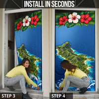 Guam Tropical Island Door Cover Hibiscus Floral Ocean Waves TS04 - Polynesian Pride