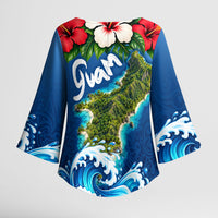 Guam Tropical Island Kimono Sleeve Blouse Hibiscus Floral Ocean Waves TS04 - Polynesian Pride