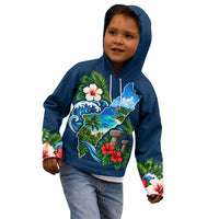 Guam Map Latte Stone Kid Hoodie Hibiscus Floral Coastal Landscape TS04 - Polynesian Pride