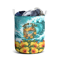 Personalized Hawaii 60th Birthday Eagle Laundry Basket Tropical Sunset Beach Hibiscus Ocean Wave TS04 - Polynesian Pride