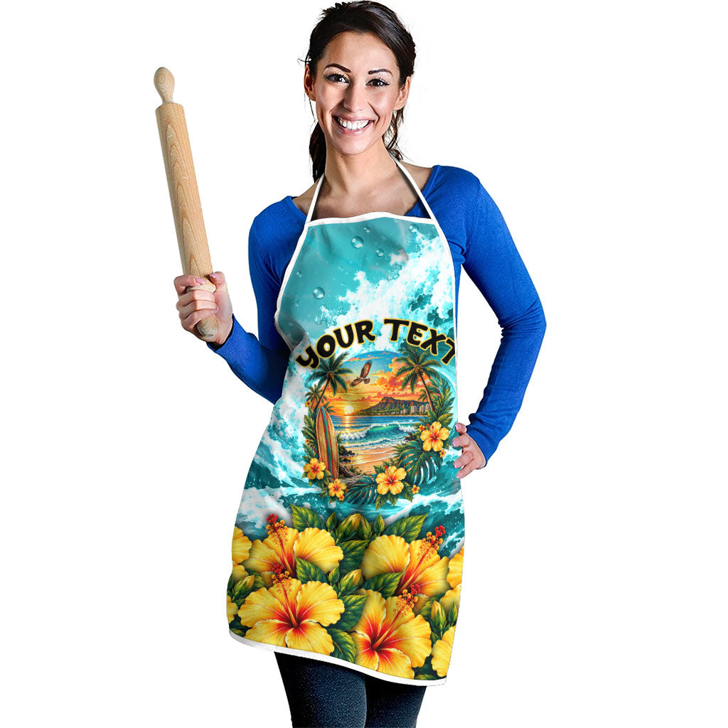 Personalized Hawaii 60th Birthday Eagle Apron Tropical Sunset Beach Hibiscus Ocean Wave TS04 - Polynesian Pride