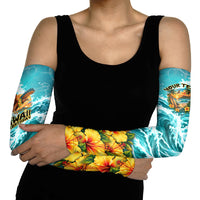 Personalized Hawaii 60th Birthday Eagle Arm Sleeves Tropical Sunset Beach Hibiscus Ocean Wave TS04 - Polynesian Pride