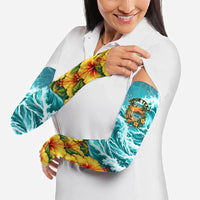 Personalized Hawaii 60th Birthday Eagle Arm Sleeves Tropical Sunset Beach Hibiscus Ocean Wave TS04 - Polynesian Pride