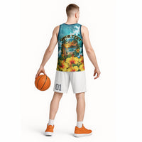 Personalized Hawaii 60th Birthday Eagle Basketball Jersey Tropical Sunset Beach Hibiscus Ocean Wave TS04 - Polynesian Pride
