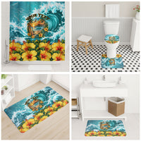 Personalized Hawaii 60th Birthday Eagle Bathroom Set Tropical Sunset Beach Hibiscus Ocean Wave TS04 - Polynesian Pride