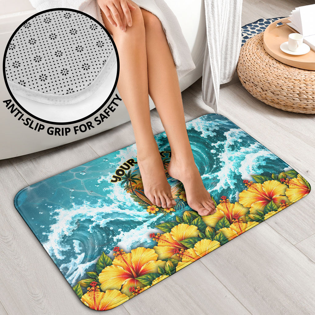 Personalized Hawaii 60th Birthday Eagle Bathroom Set Tropical Sunset Beach Hibiscus Ocean Wave TS04 - Polynesian Pride