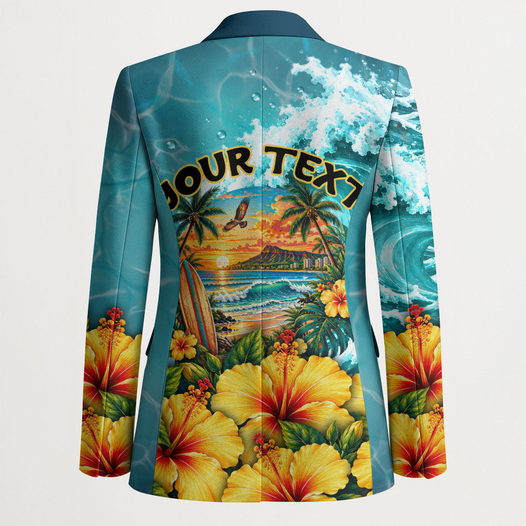 Personalized Hawaii 60th Birthday Eagle Blazer Tropical Sunset Beach Hibiscus Ocean Wave TS04 - Polynesian Pride