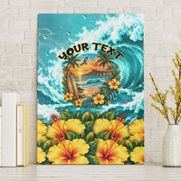 Personalized Hawaii 60th Birthday Eagle Canvas Wall Art Tropical Sunset Beach Hibiscus Ocean Wave TS04 Without Frame Blue Yellow - Polynesian Pride