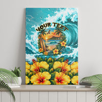 Personalized Hawaii 60th Birthday Eagle Canvas Wall Art Tropical Sunset Beach Hibiscus Ocean Wave TS04 - Polynesian Pride
