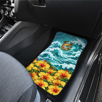 Personalized Hawaii 60th Birthday Eagle Car Mats Tropical Sunset Beach Hibiscus Ocean Wave TS04 - Polynesian Pride