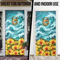 Personalized Hawaii 60th Birthday Eagle Door Cover Tropical Sunset Beach Hibiscus Ocean Wave TS04 - Polynesian Pride