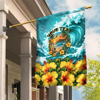 Personalized Hawaii 60th Birthday Eagle Garden Flag Tropical Sunset Beach Hibiscus Ocean Wave TS04 House Flag Blue Yellow - Polynesian Pride