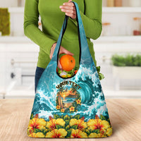 Personalized Hawaii 60th Birthday Eagle Grocery Bag Tropical Sunset Beach Hibiscus Ocean Wave TS04 - Polynesian Pride