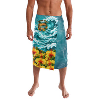 Personalized Hawaii 60th Birthday Eagle Lavalava Tropical Sunset Beach Hibiscus Ocean Wave TS04 Blue Yellow - Polynesian Pride