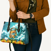 Personalized Hawaii 60th Birthday Eagle Leather Bag Tropical Sunset Beach Hibiscus Ocean Wave TS04 - Polynesian Pride